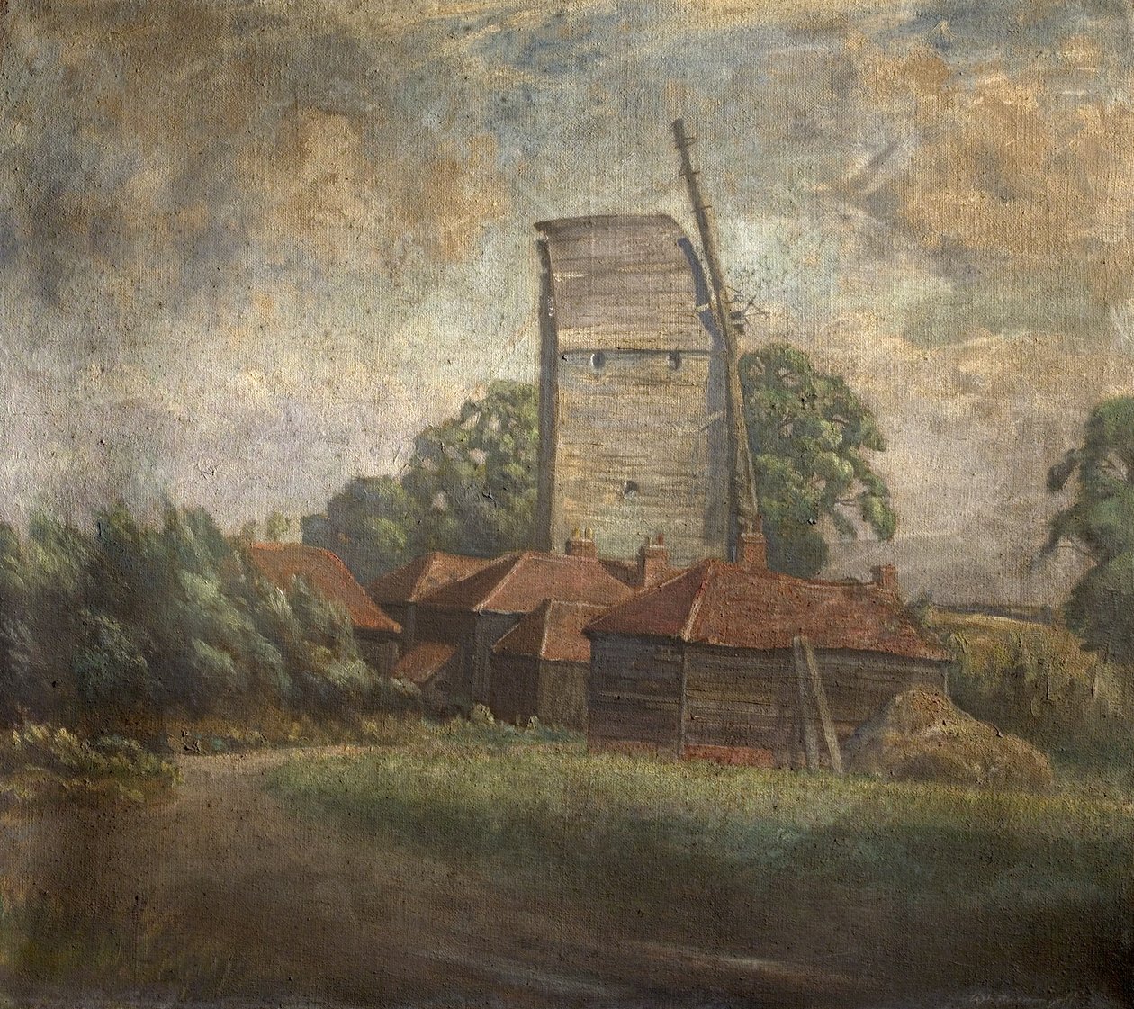 Toot Mill, Toot Hill, Essex (olje på hessian) av William Brown MacDougall