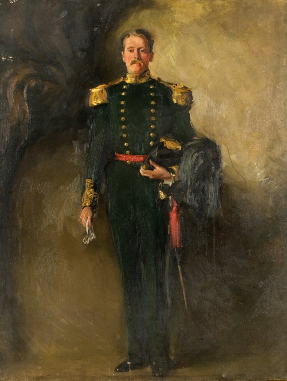 A Man in the Green Uniform of the Scottish Archers, 1900-tallet (olje på lerret) av William Bruce Ellis Ranken