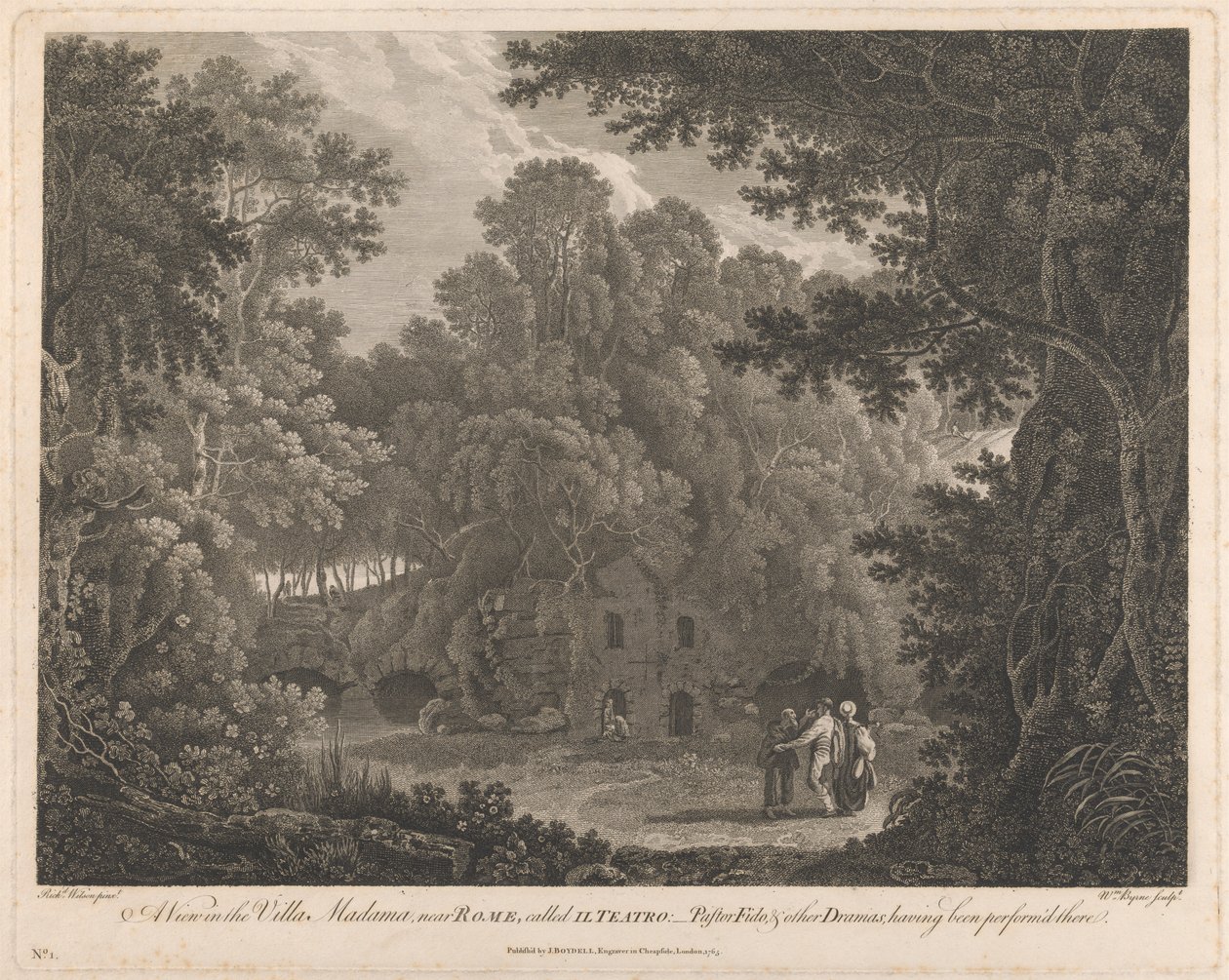 En utsikt i Villa Madama, nær Roma, kalt II Teatro av William Byrne