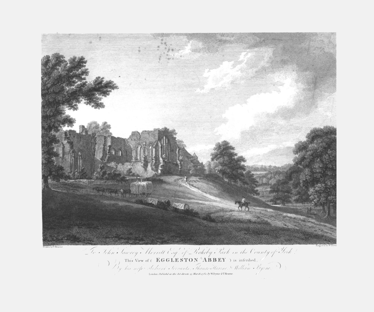 Eggleston Abbey, c1782. av William Byrne