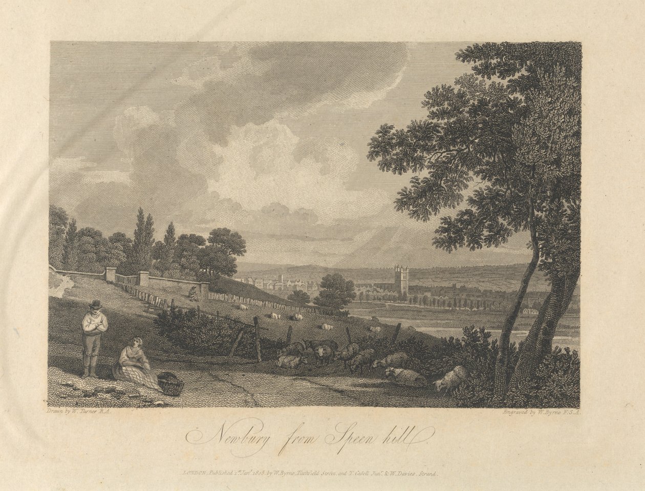 Newbury fra Speen Hill av William Byrne