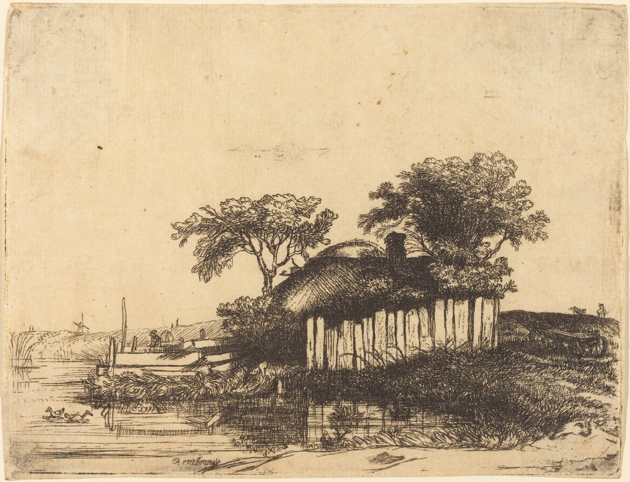Hytte med hvit bleking av William Byron after Rembrandt van Rijn