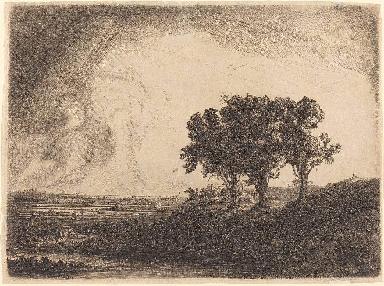 De tre trærne av William Byron after Rembrandt van Rijn