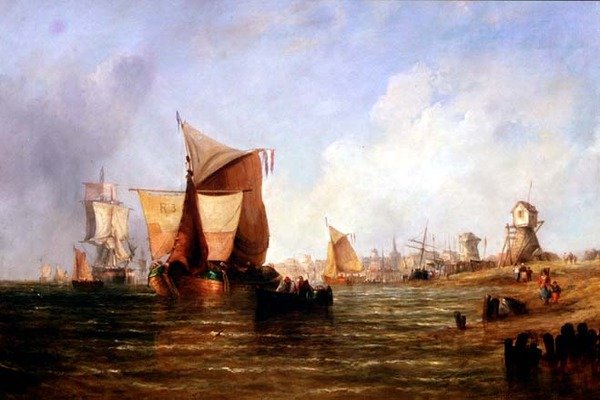 Frakt på Dort, Holland av William Calcott Knell