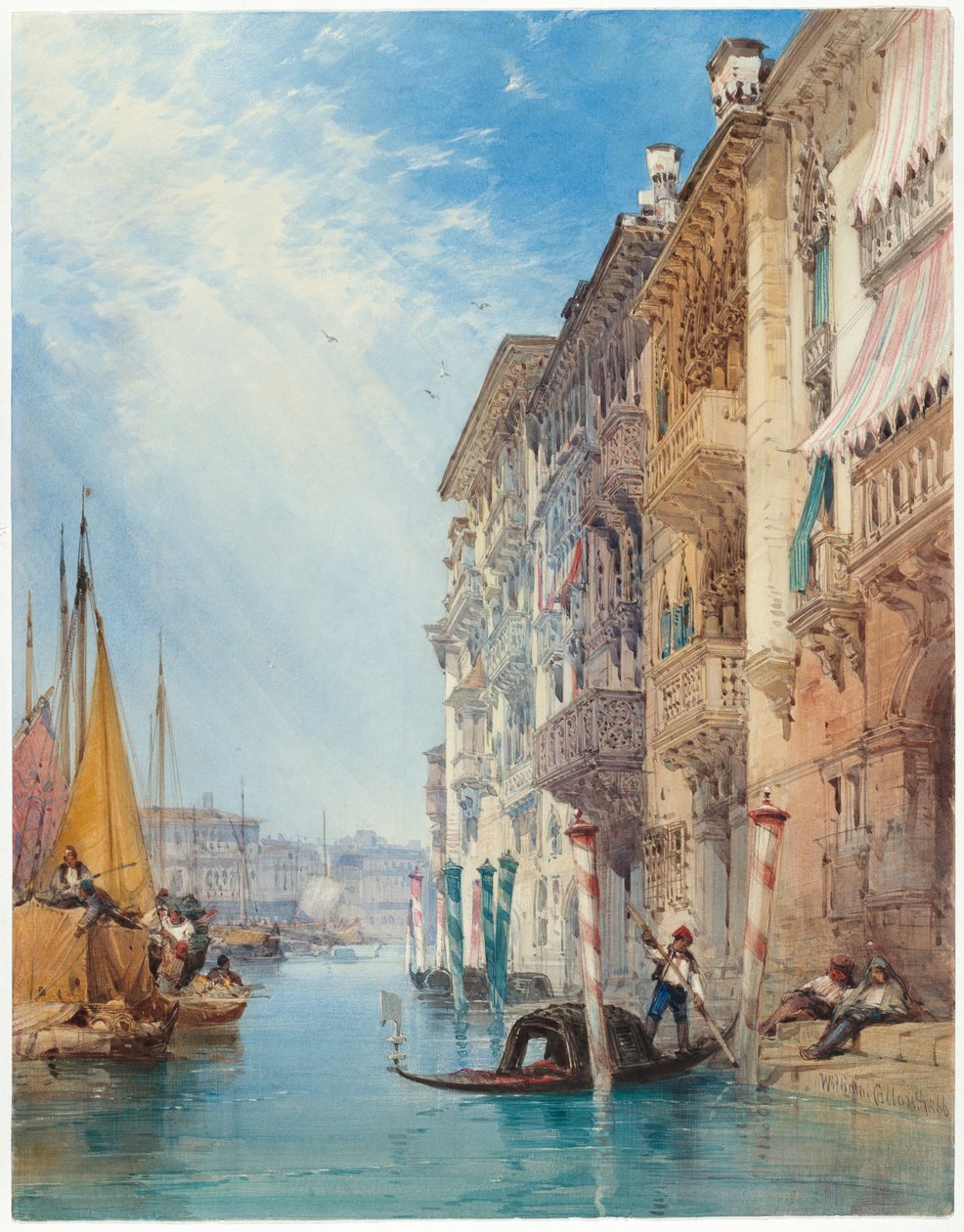 En gondol på Canal Grande, Venezia av William Callow