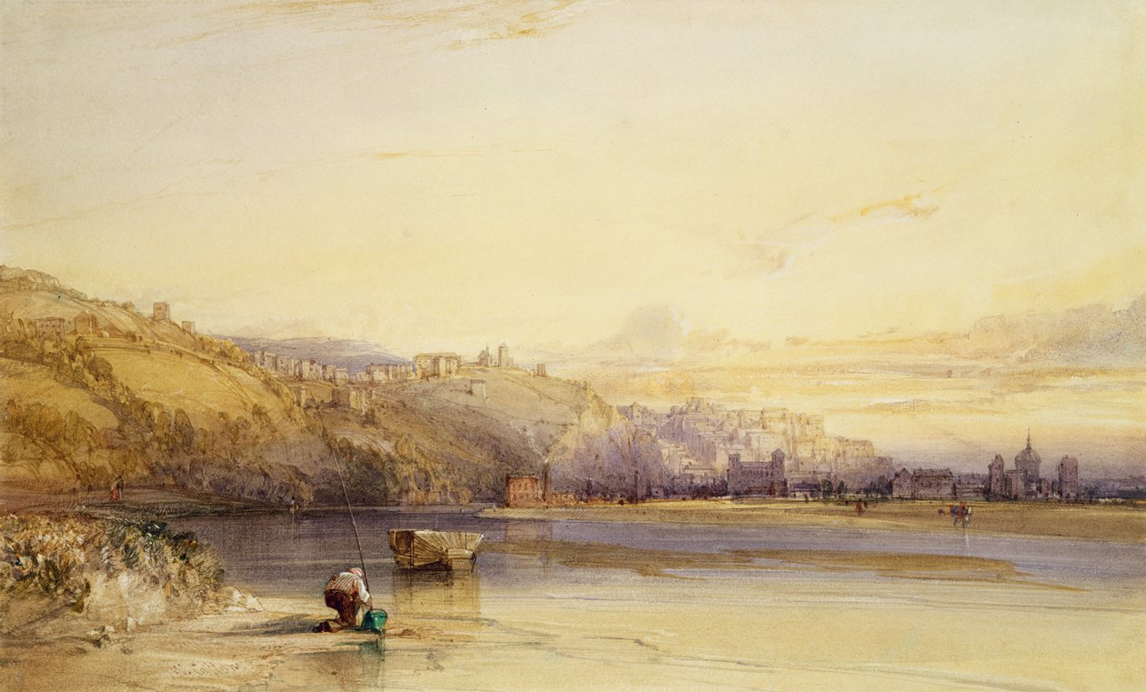 Bredden av elven Saone, Lyon av William Callow