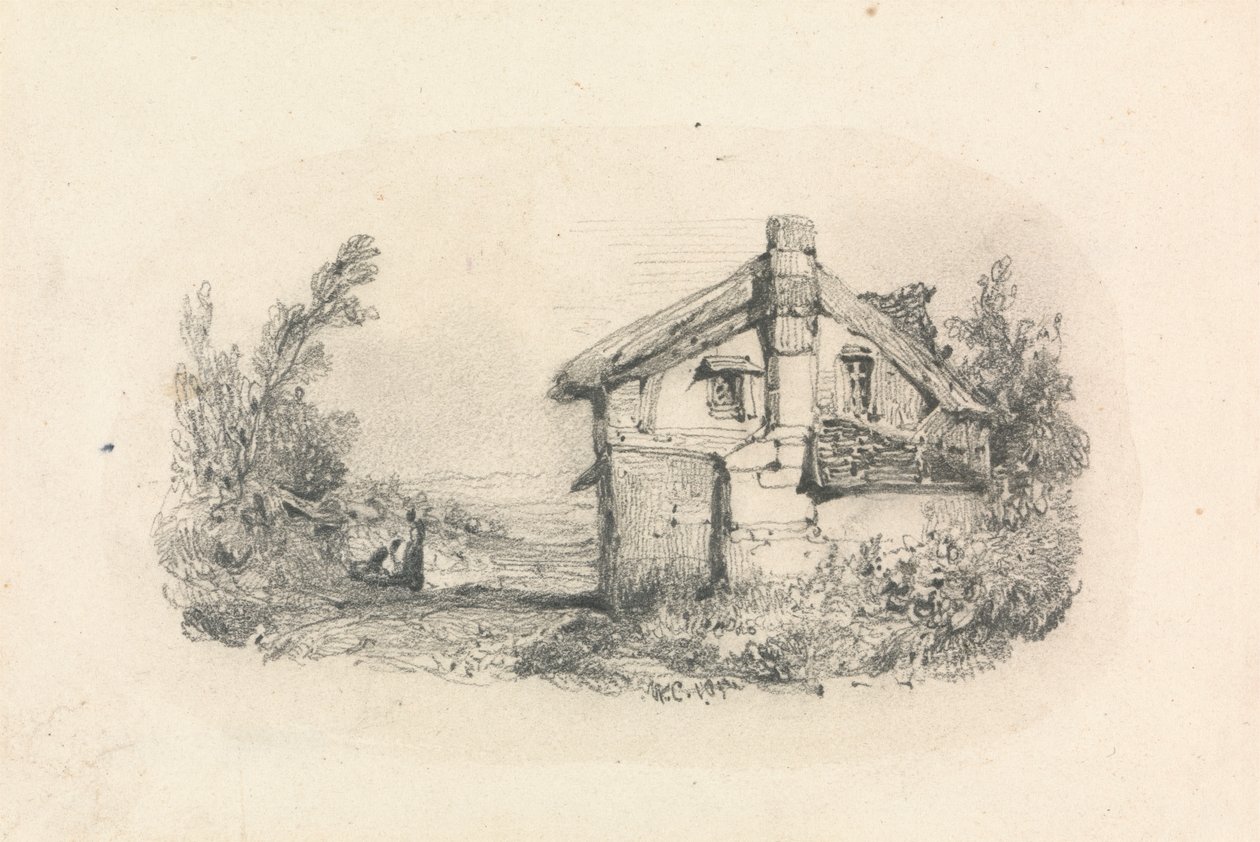 Hytte i et landskap av William Callow