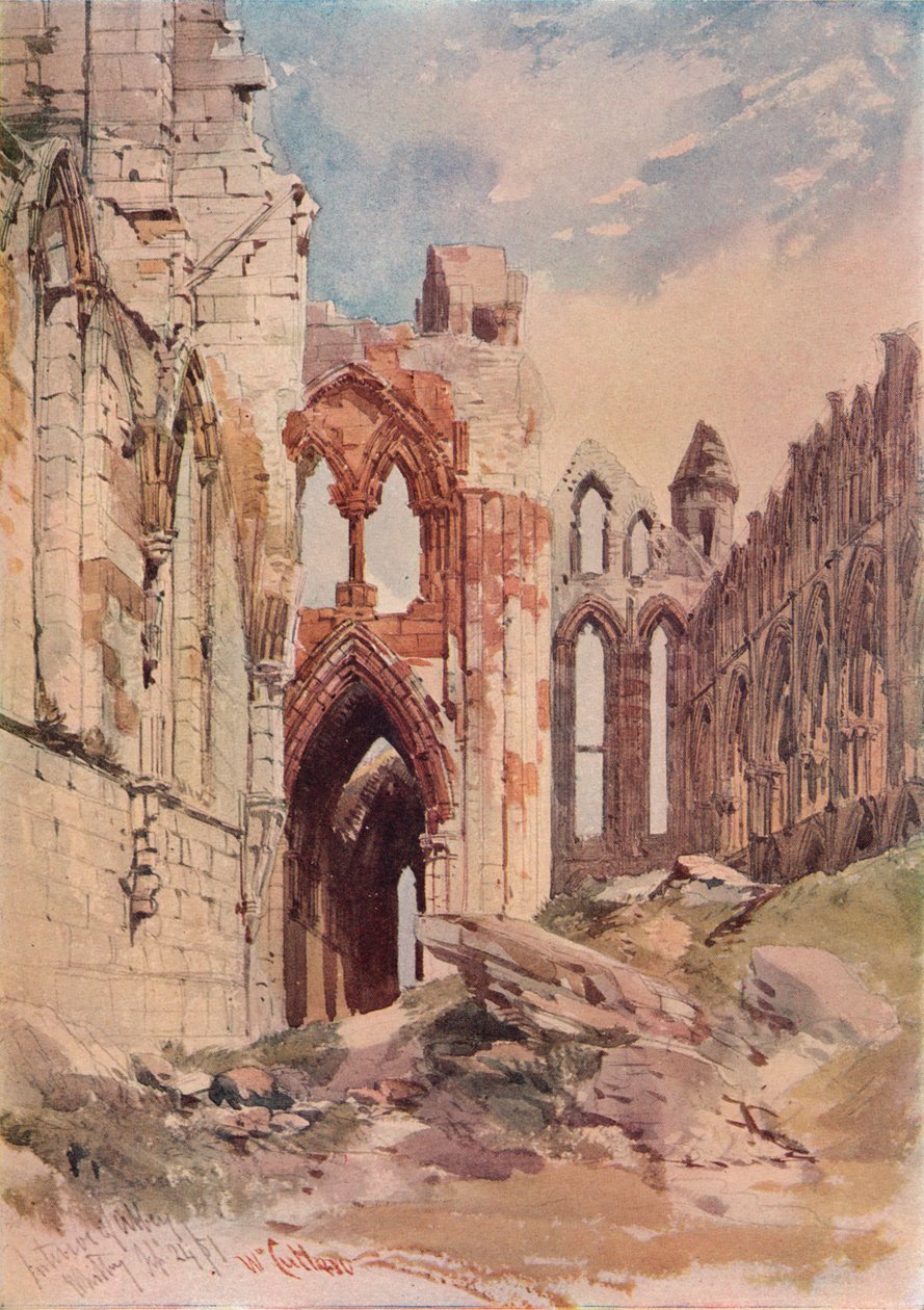 Interiør i Whitby Abbey, c1915 av William Callow