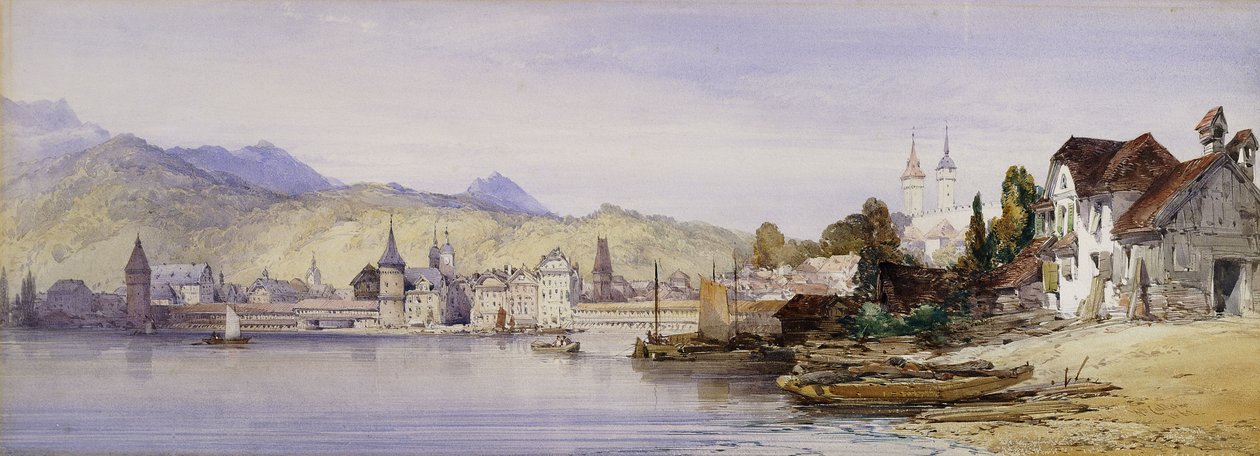 Lucerne fra innsjøen, 1862 av William Callow