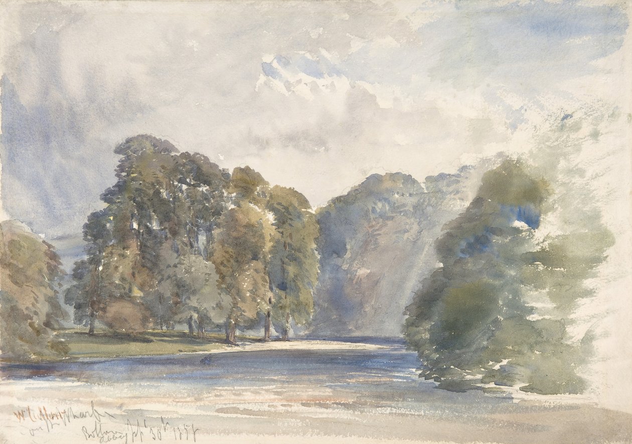 On the Wharfe, Bolton Abbey, 30. september 1858. av William Callow