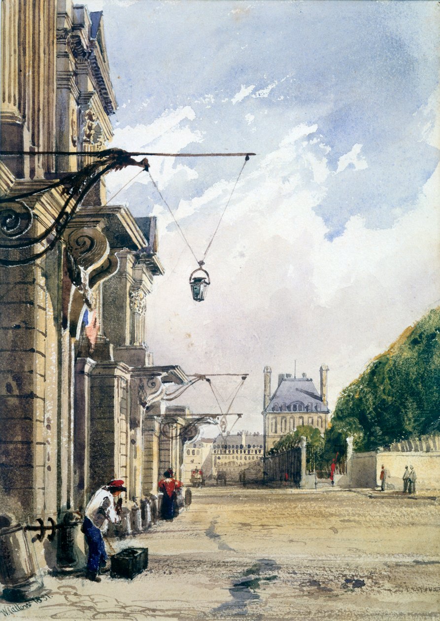 Rue de Rivoli, nær Tuileriene, Paris, 1831 av William Callow