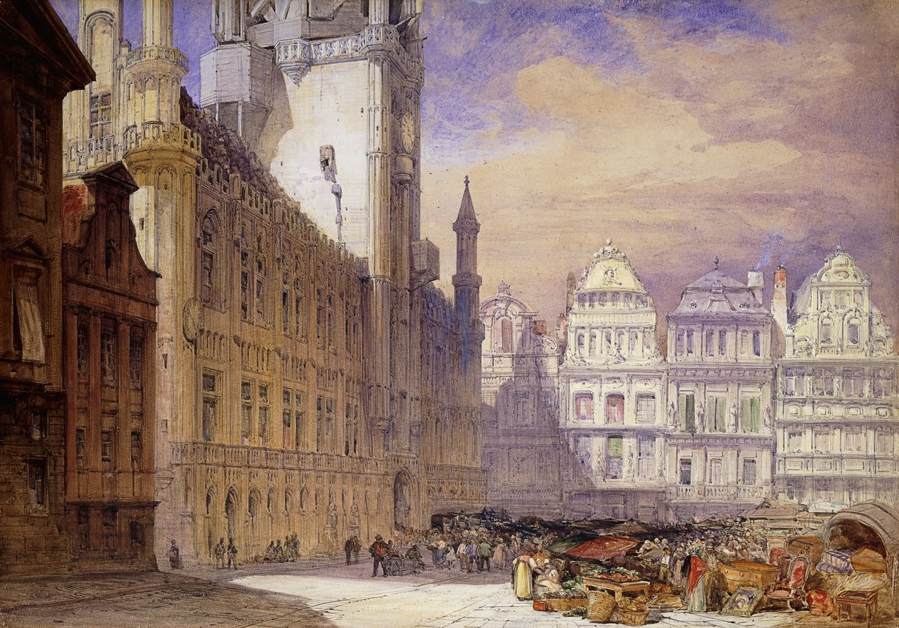 Hotel de Ville, Brussel, 1856 av William Callow
