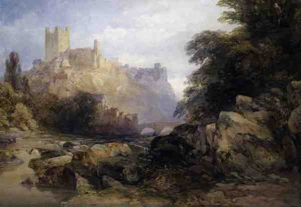 Byen og slottet fra elven, ca. 1860 (akvarell på papir) av William Callow