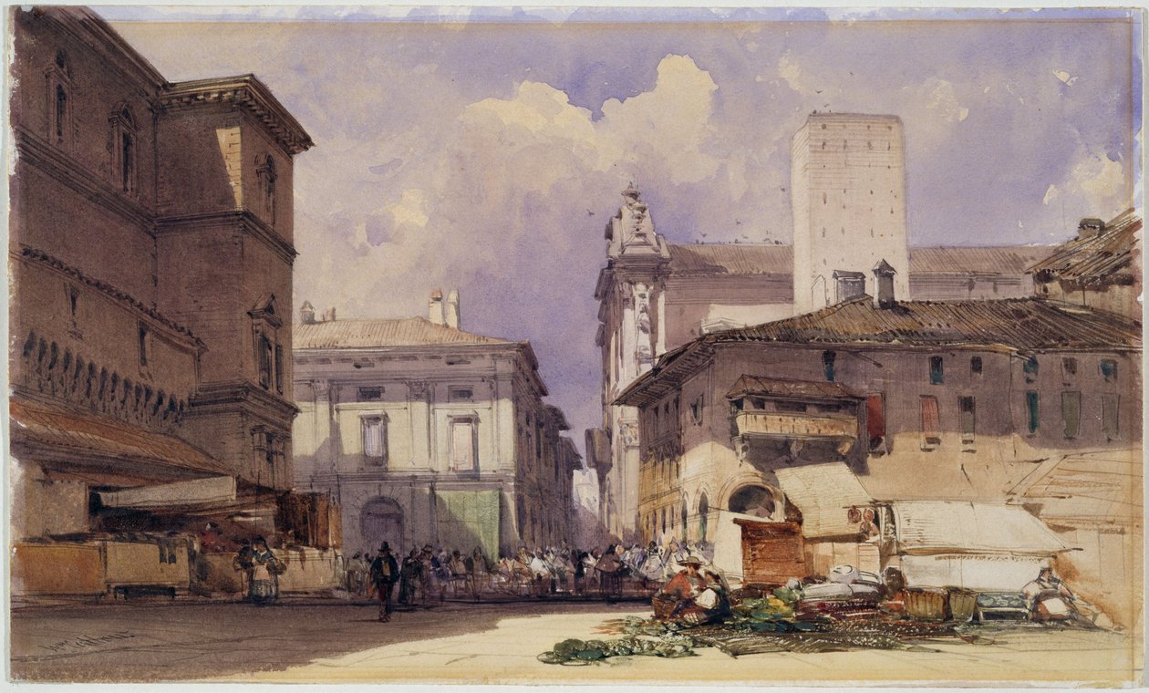 Via dell "Independenza med Palazzo Comunale, Bologna, 1892 av William Callow
