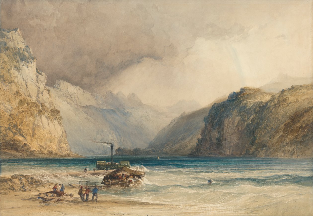 Walenstadt, fra Weesen, Sveits av William Callow