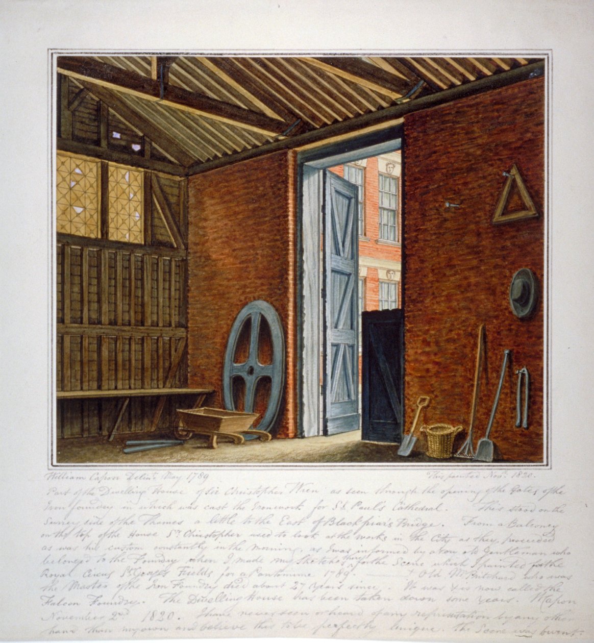 En del av bolighuset til Sir Christopher Wren, Southwark, London, 1820. av William Capon