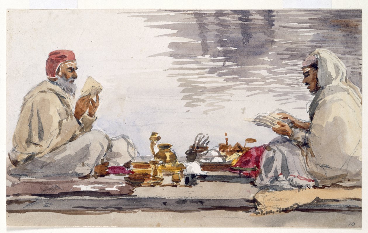 To hellige menn som leser Granth Saheb, Umritsar av William Carpenter