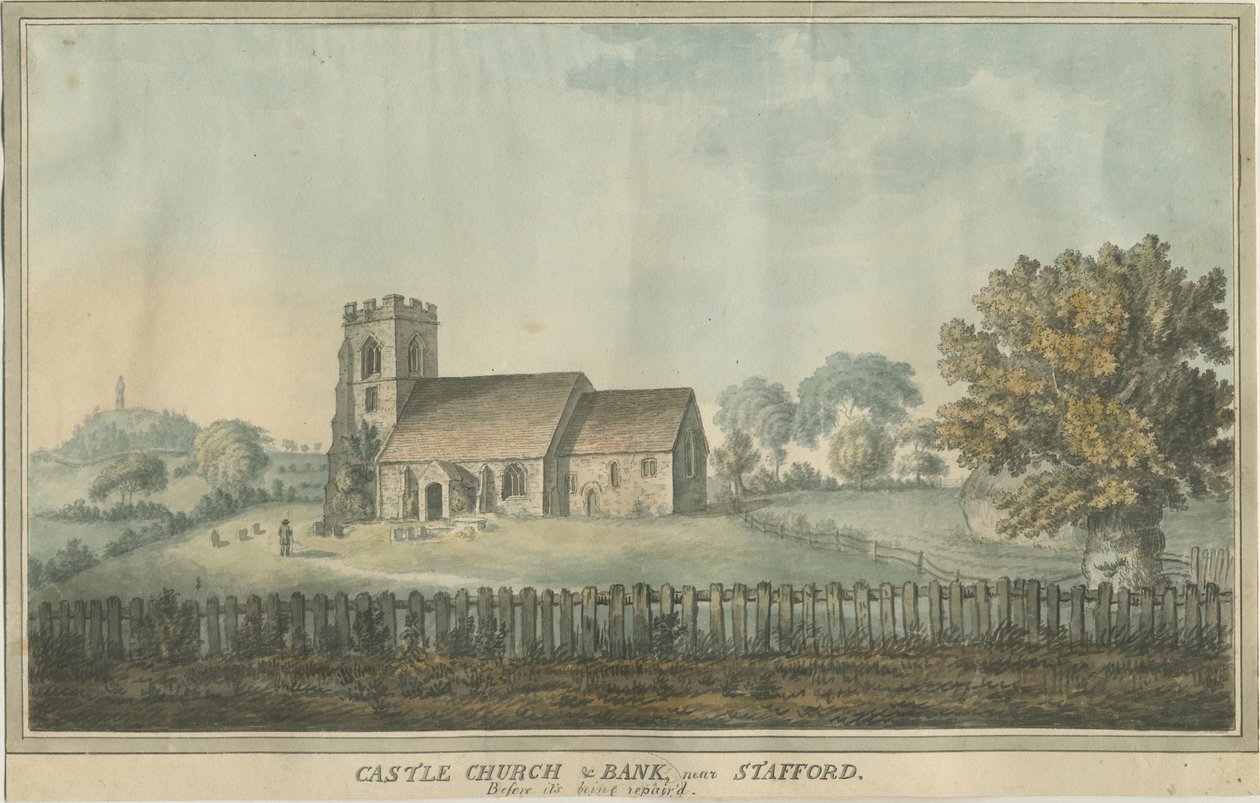 Castle Church - Kirke: akvarellmaleri, og [1700-tallet] (maleri) av William Carter