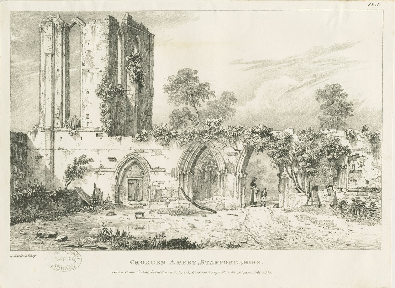 Croxden Abbey: gravering, nd [1821] (trykk) av William Carter