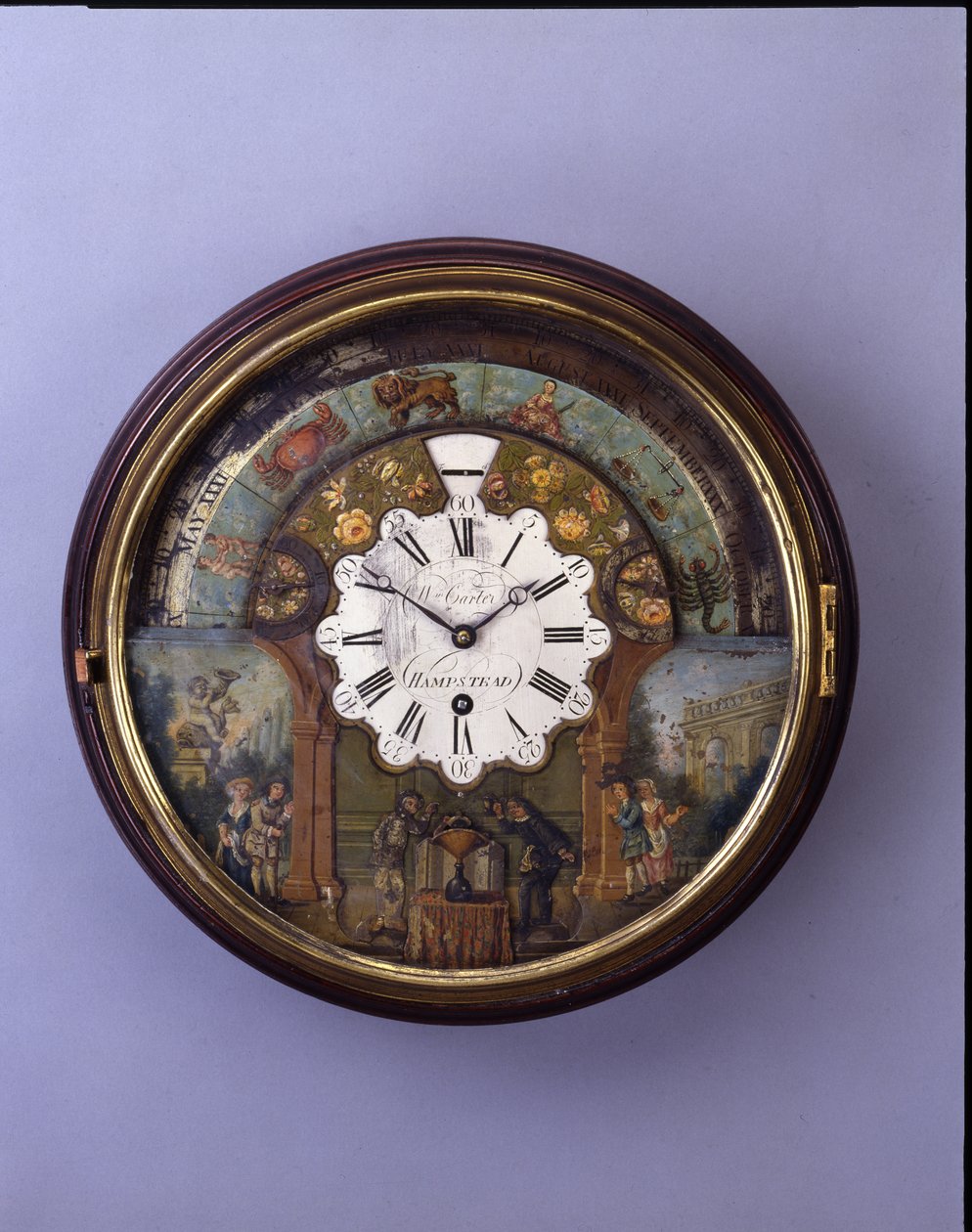 Urskive, sent på 1800-tallet, urskive ca. 1770 (mahogni) av William Carter