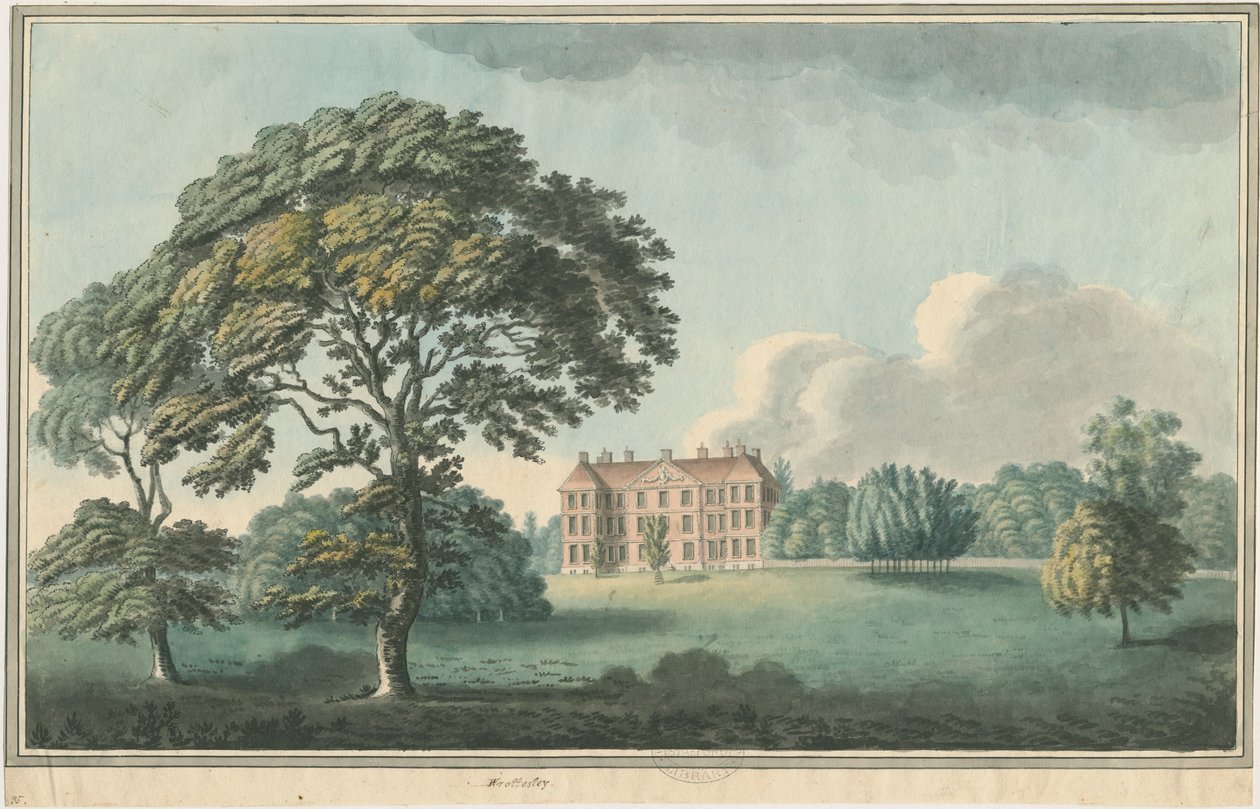 Wrottesley Hall: maleri, nd [1796-1839] av William Carter