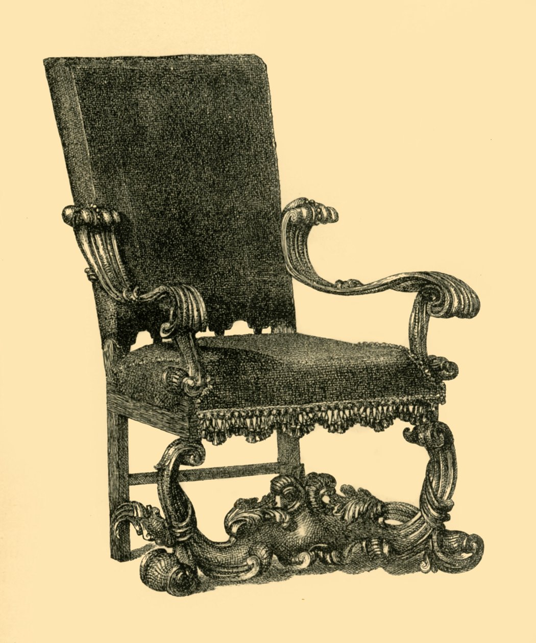 Lenestol i valnøtttre, c1685-1710, 1881. av William Catley