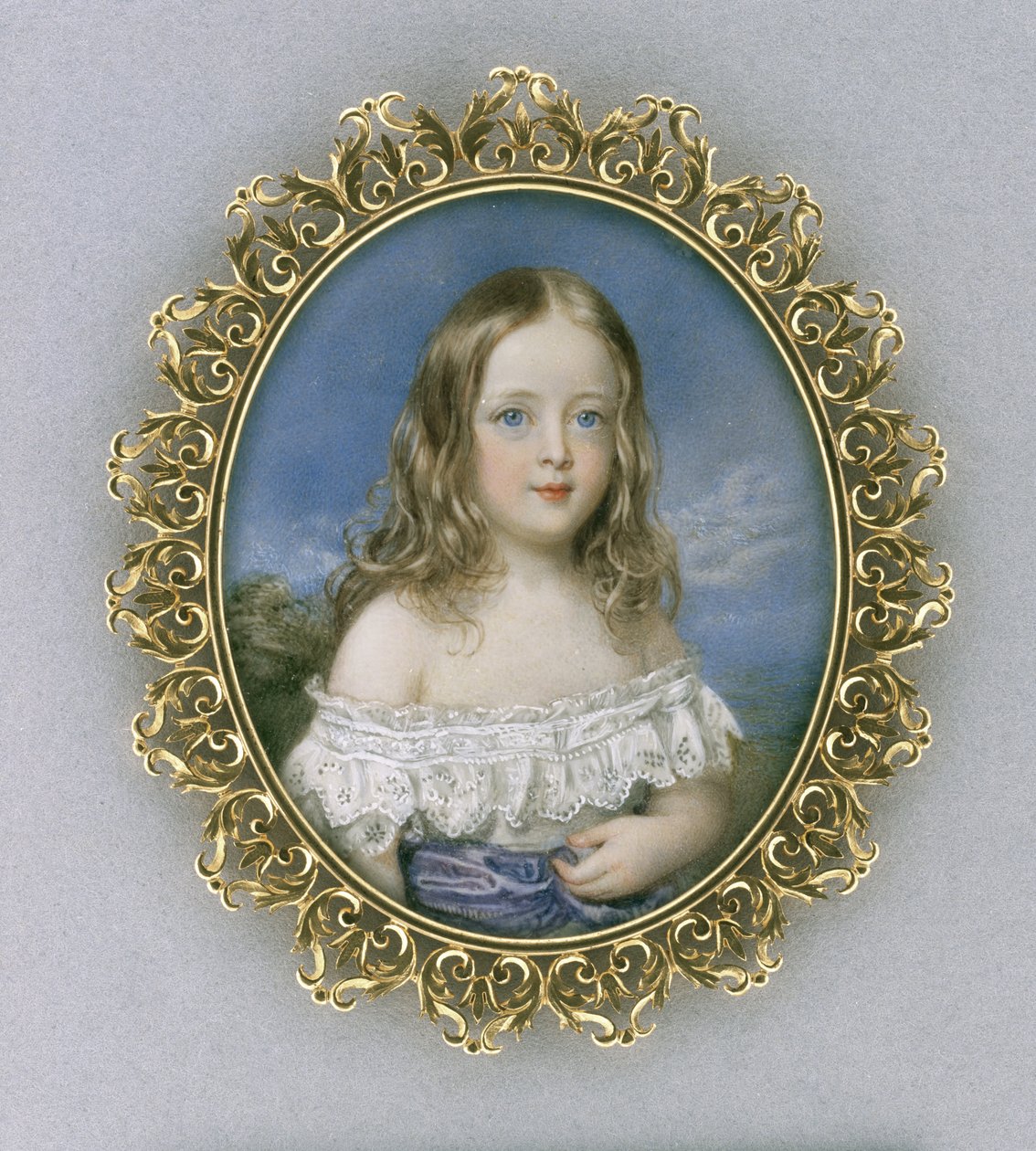 Caroline Holland, ca. 1840 (akvarell på elfenben, forgylt, fløyel, silke og glass) av William Charles Ross