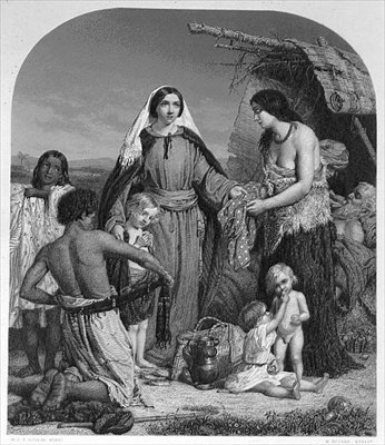 The Alms-Deeds of Dorcas, gravert av H. Bourne (gravering) av William Charles Thomas (after) Dobson