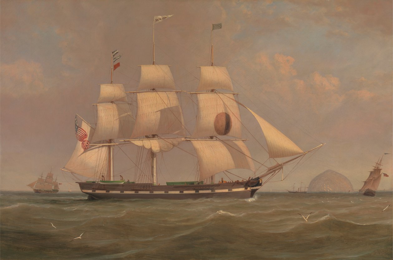 The Black Ball Line Packet Ship 'New York' utenfor Ailsa Craig av William Clark