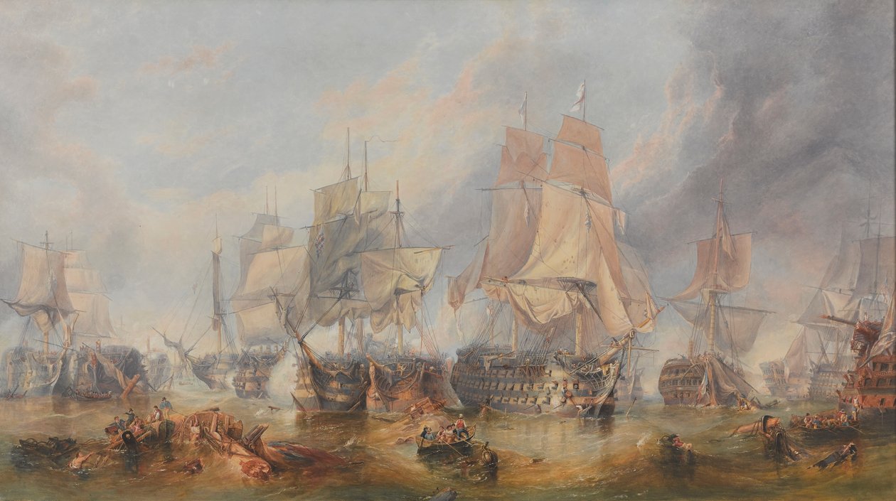 Slaget ved Trafalgar, 21. oktober 1805 (olje på lerret) av William Clarkson (manner of) Stanfield