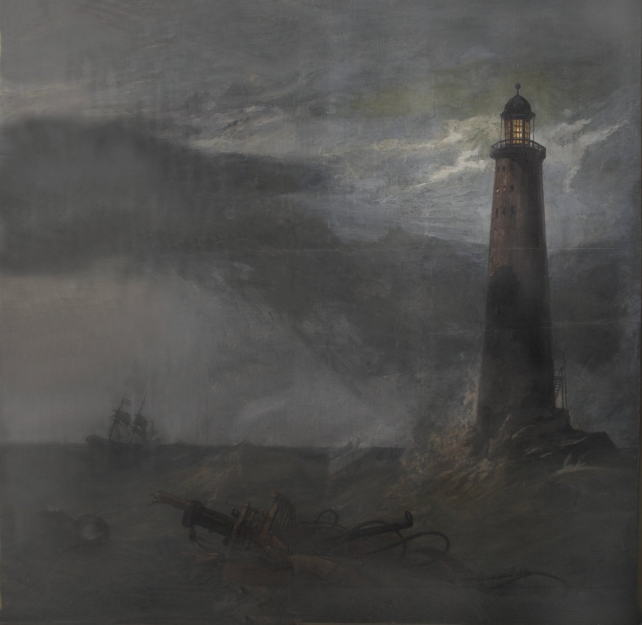 Act drop for The Lighthouse, 1855 (gouache på lerret) av Clarkson Frederick Stanfield