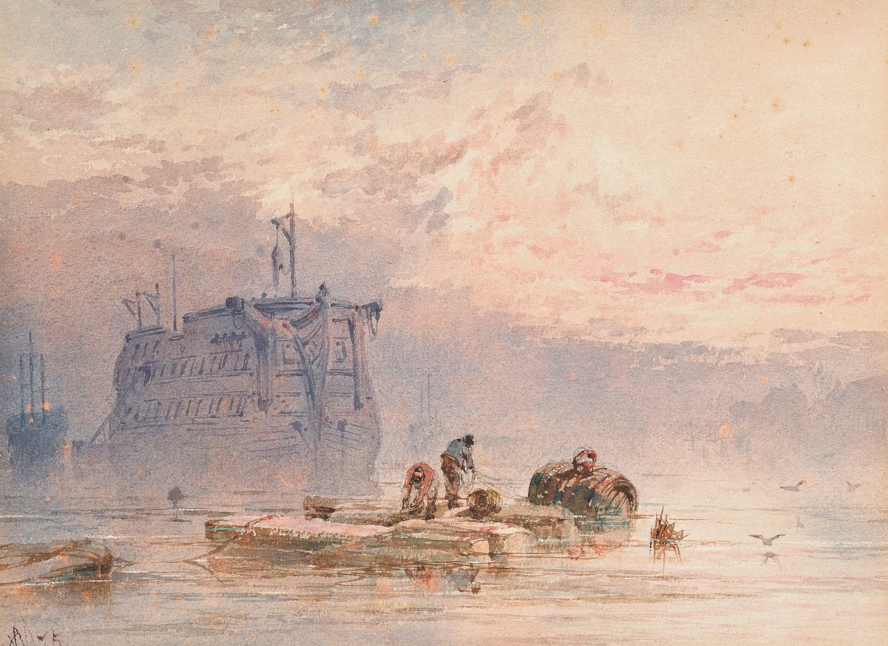 Hulker for anker, 1875 av William Cook of Plymouth