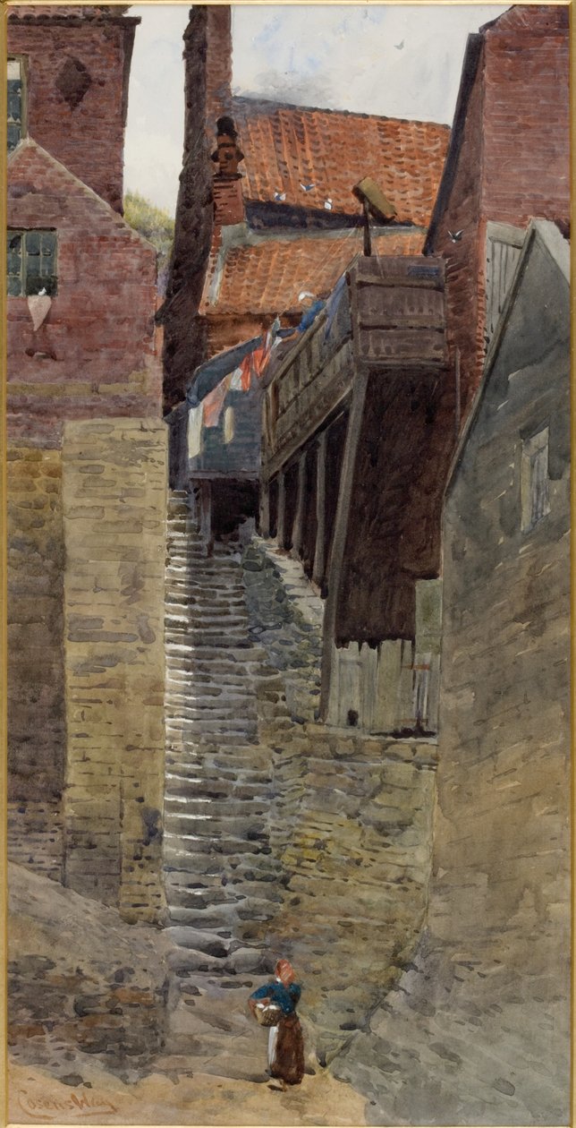 Trapper, Old Whitby (akvarell på kort) av William Cosens Way