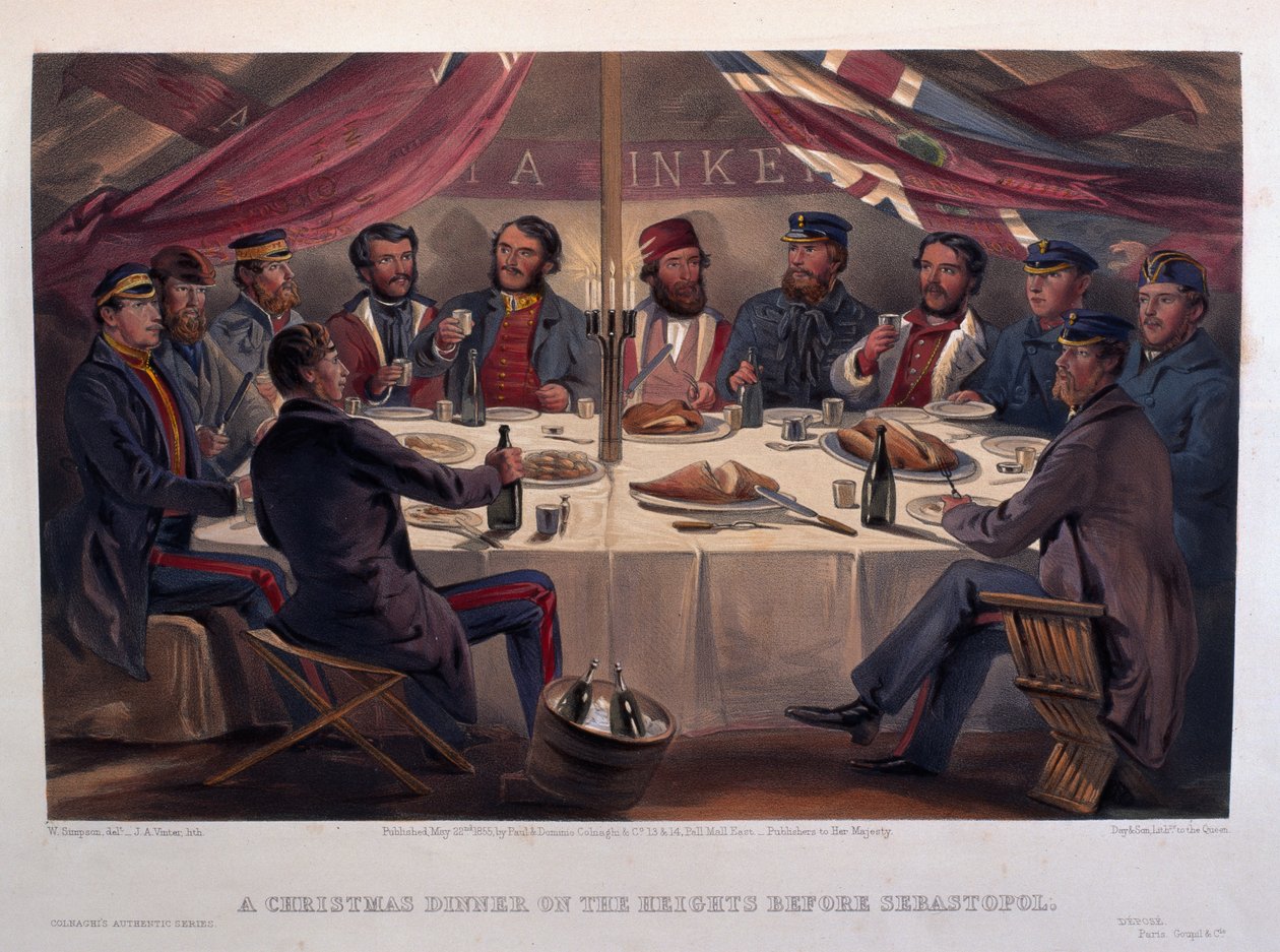 En julemiddag på høyden før Sebastopol, gravert av J.A. Vinter, fra 
