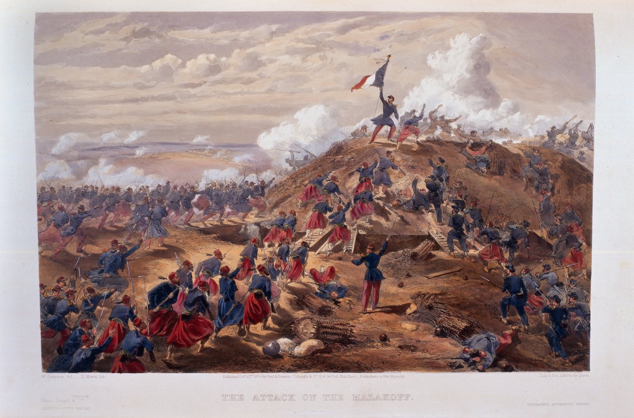 Attack on the Malakoff, gravert av Edmond Morin (1824-82) fra 