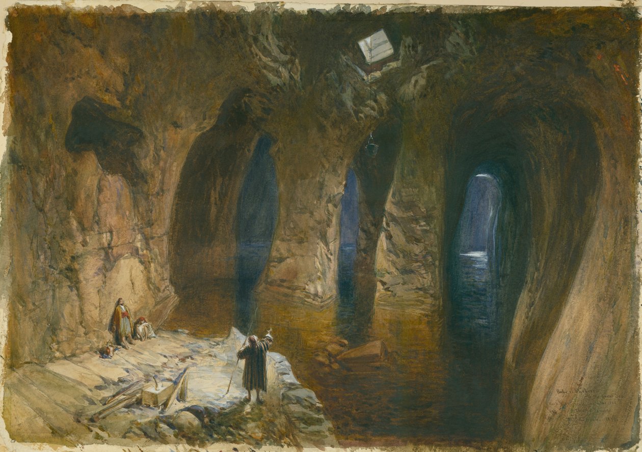 Bahr el Khabeer eller Great Sea Rock-cut sisterne under stedet for Salomons tempel, 1870 (wc og blyant på papir) av William Crimea Simpson