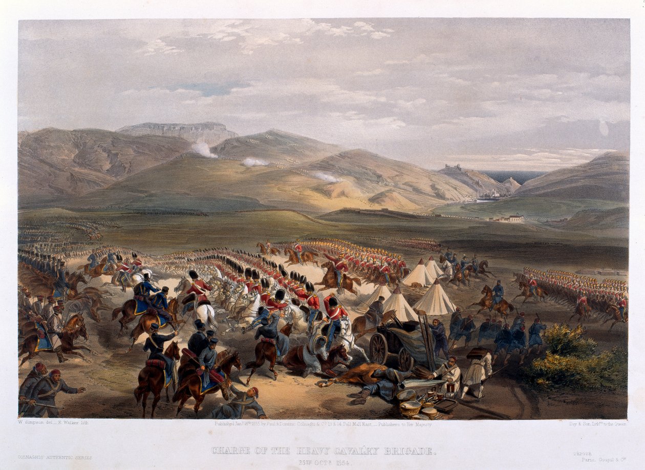 Ansvar for den tunge brigaden i slaget ved Balaclava, 1854 av William Crimea Simpson