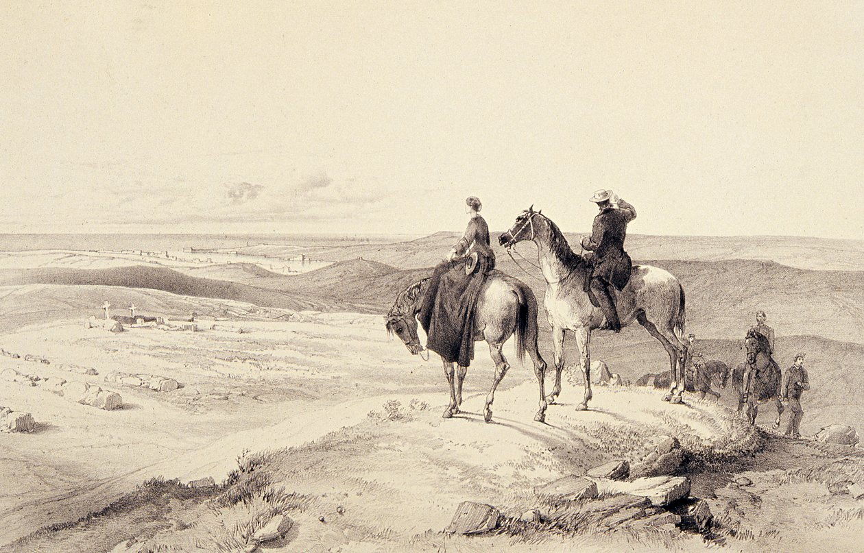 Florence Nightingale og Mr Bracebridge på Cathcarts Hill med utsikt over Sebastopol av William Crimea Simpson