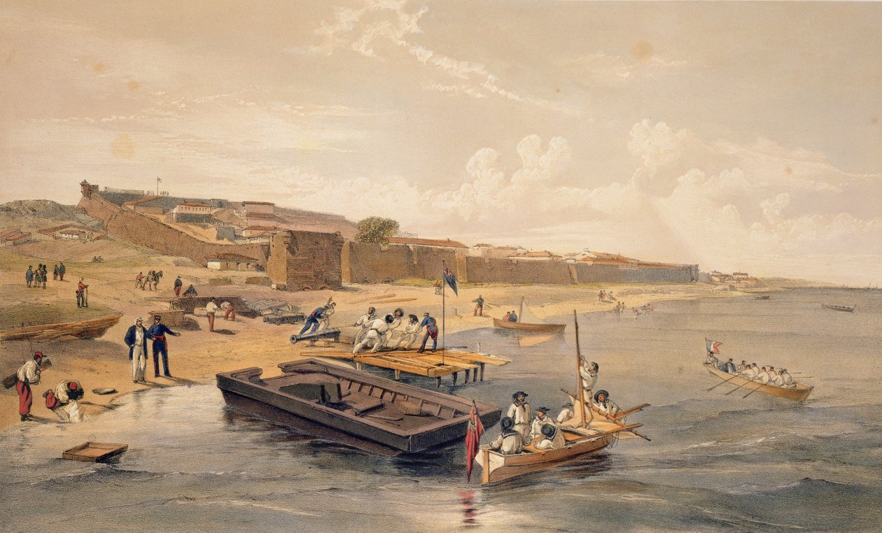 Fortress of Yenikale, tallerken fra "The Seat of War in the East", pub. av Paul und Dominic Colnaghi und Co., 1856 av William Crimea Simpson
