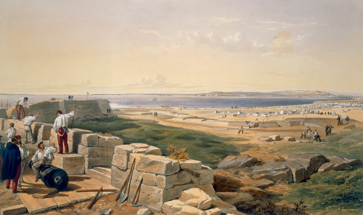 Straits of Yenikale, tallerken fra "The Seat of War in the East", pub. av Paul und Dominic Colnaghi und Co., 1856 av William Crimea Simpson