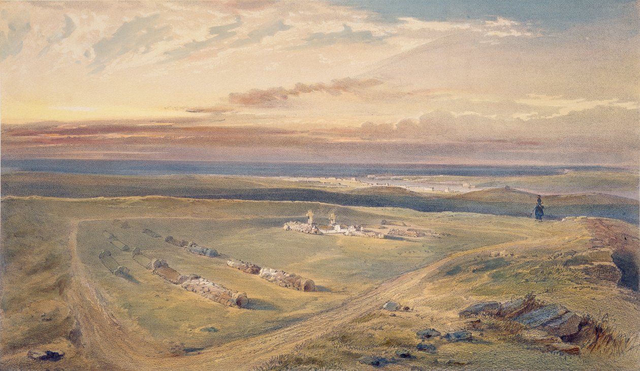 The Graves on Cathcarts Hill, tallerken fra "The Seat of War in the East", pub. av Paul und Dominic Colnaghi und Co., 1856 av William Crimea Simpson