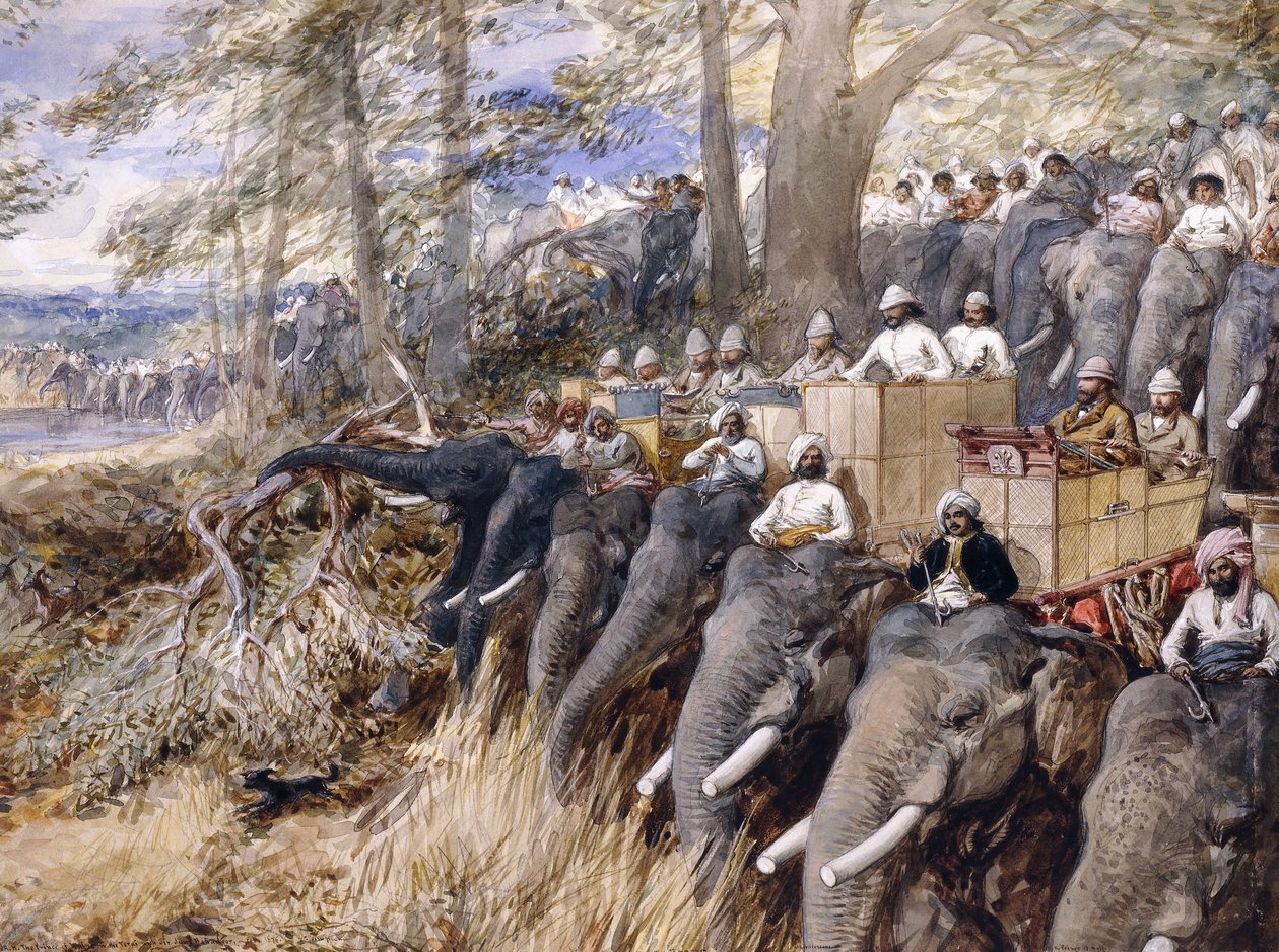 Prinsen av Wales i Terai slår jungelen med Sir Jung Bahadur Rana, 1876 av William Crimea Simpson