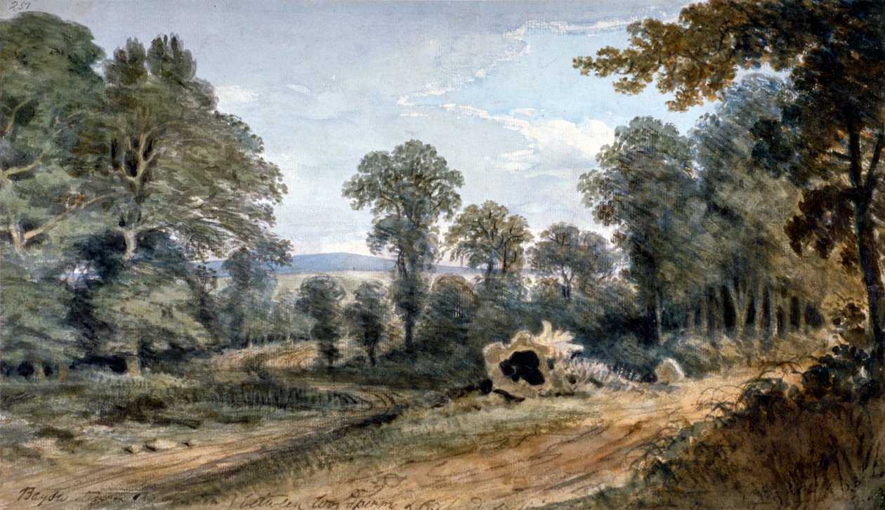 Utsikt over Bayswater Hill, London, 1803 av William Crotch