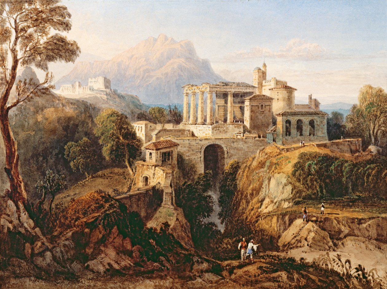Et gresk tempel (akvarell på papir) av William Crouch