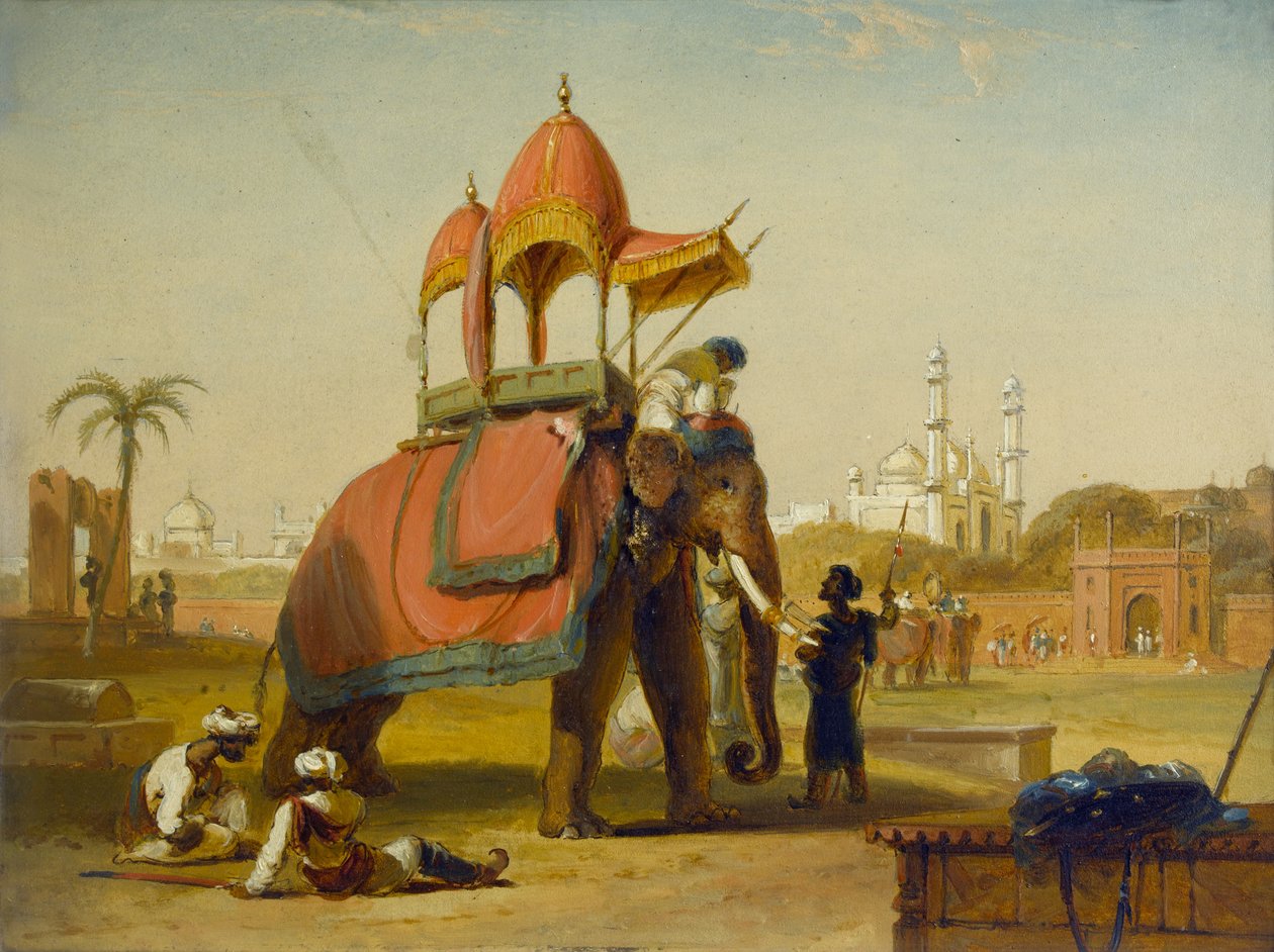 A Caparisoned Elephant - Scene nær Delhi (A Scene in the East Indies), 1832 av William Daniell