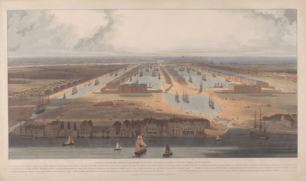 Utsikt over West India Docks av William Daniell