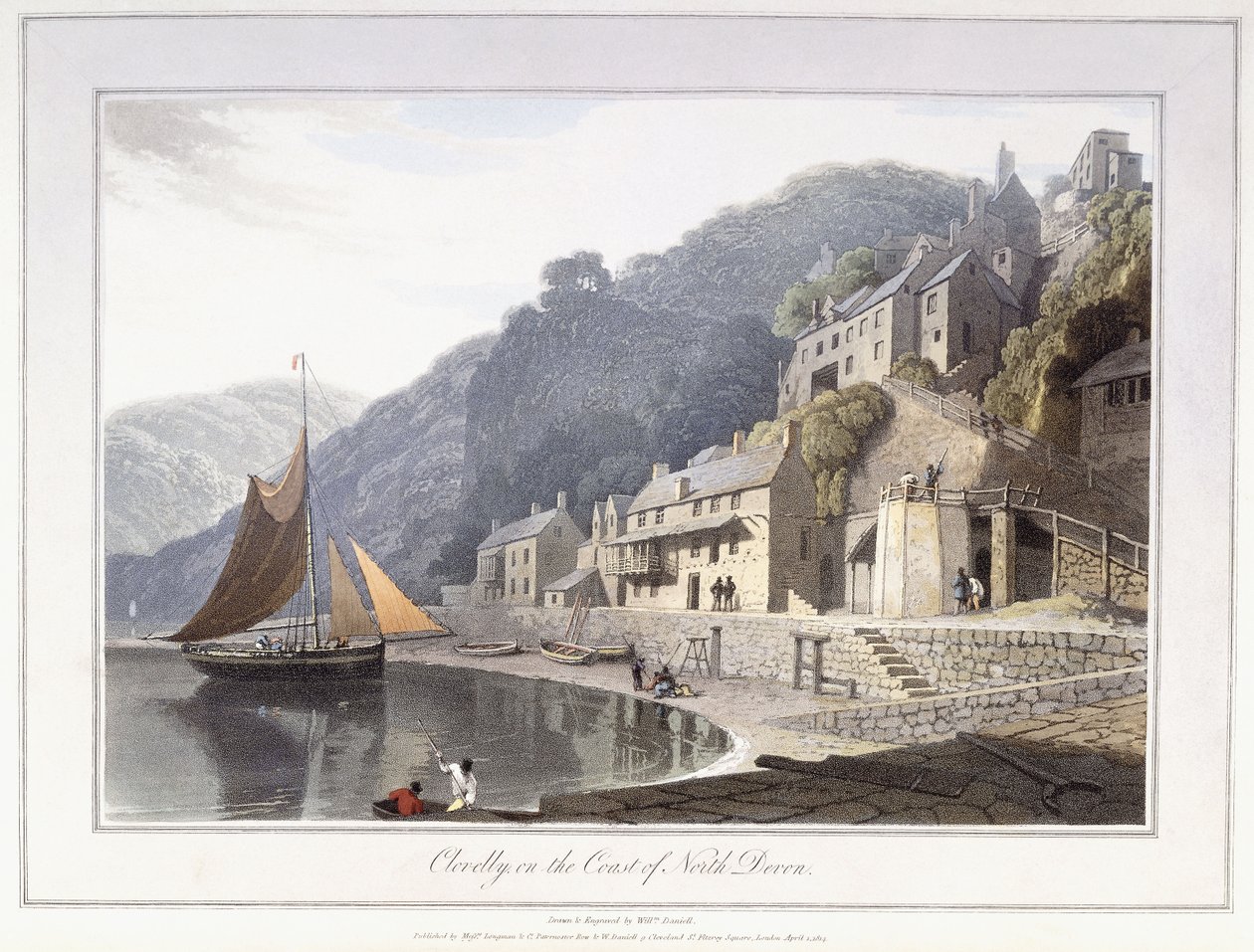 Clovelly, på kysten av North Devon av William Daniell