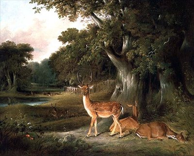 Hjort i et skogkledd landskap av William Daniell