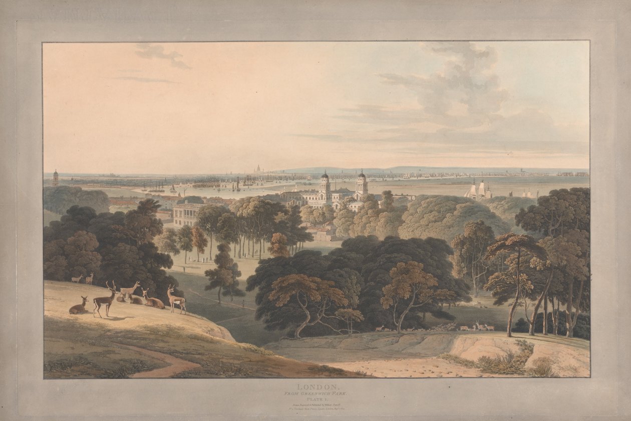 Tavle I: London fra Greenwich Park av William Daniell