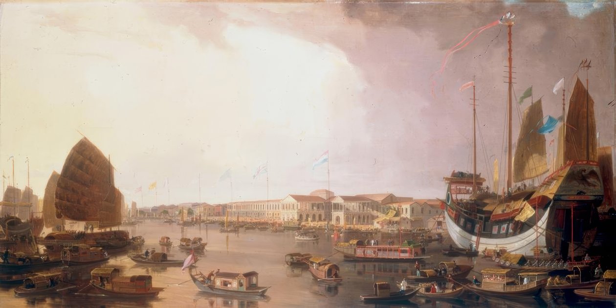 De europeiske fabrikkene i Canton i Kina av William Daniell